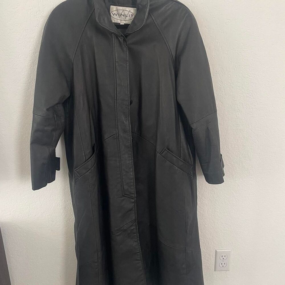 Winlit Women's Black Trench Coat Medium